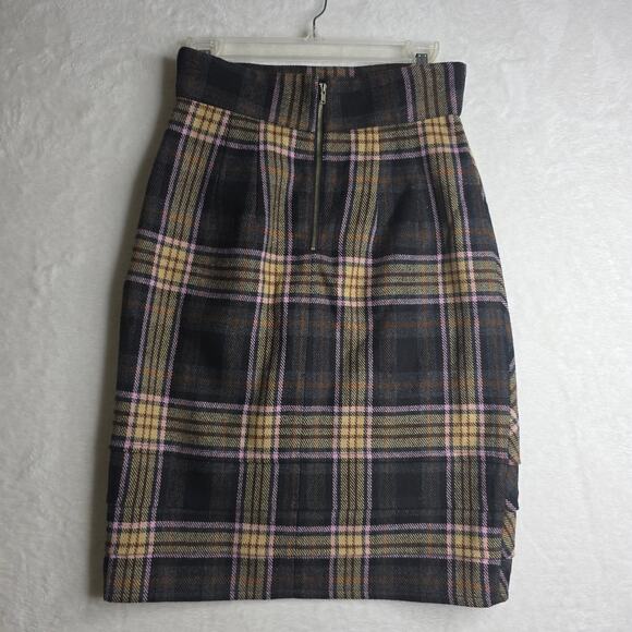 Plenty By Tracy Reese sz4 Unique Plaid layers wool skirts Fall Old money British - Picture 10 of 14